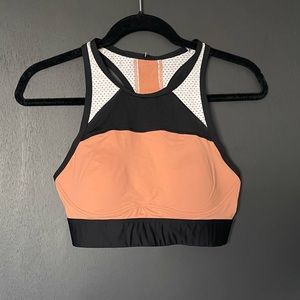 Pink Victoria’s Secret Ultimate High Neck Colourblocked Sports Bra - Size Medium